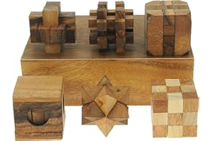 Casse-tête en Bois 3D de Namesakes® (x6) - Jeux de réflexion sur Le IQ - Défi de Table Original - Cadeau Amusant pour Les Adultes et Les Enfants - Boîte Cadeau en Bois Massif !