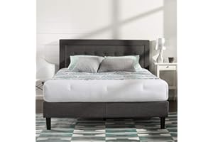 ‎ZINUS Zinus Dachelle Bett 180x200 cm - Höhe 31 cm - Gepolsterter Plattform Bettrahmen mit Holzlattenrost - Dark Grey