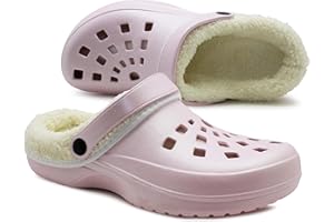 IMTY Womens Clogs Warm Fur Lined Thermal Garden Clogs Lightweight EVA Slip On Slippers Kitchen Nurse Indoor House Shoes Sandals