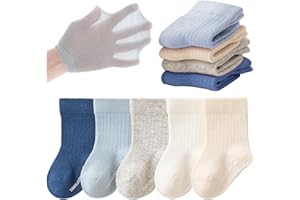 QIYIENDIAN Calcetines de Algodón transpirable 5 pares Calcetines sólidos de verano para Niños Niñas Bebé