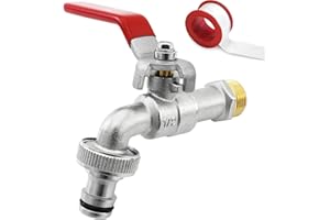 SHYNE Premium 1/2 Zoll Wasserhahn aus Messing rost- und frostsicher + Gratis Schlauchanschluss + PTFE Band + E-Book | für Garten, Waschmaschine, Regentonne
