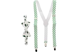 Zac's Alter Ego Men's Matching Clover Leaf Suspenders & Bow Tie Combo Set