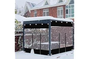 KGUDYS Black Outdoor Clear Tarp Curtain, 0.5mm Pvc Tarpaulin Side Panels, Weather Resistant Partition Curtains with Two Zips, For Terraces, Garages, Gazebos,LxW-1.9x2.2m/6.2x7.2ft