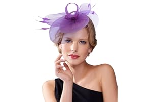 Dodheah Fascinator Cappello Donna Cappelli Cerimonia Piuma Velo Vintage Fascinators Fascia Copricapi Sposa Clip per Matrimonio Eventi Cocktail Ascot