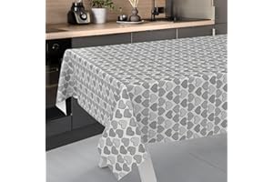 ANRO Tovaglia cerata, lavabile, da giardino, per interni ed esterni, 90 x 130 cm, con bordo tagliato, a forma di cuore, grigio
