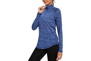 iClosam Maglia Sportiva Donna Manica Lunga Maglia Tecnica Trekking con Mezza Zip Maglietta da Corsa Traspirante Maglie Running Leggera XS-3XL