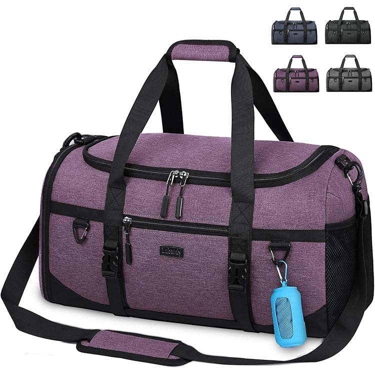 Dakuly Sporttas voor dames en heren, grote reistas, 40 liter, met schoenenvak, nat vak, weekendtas, zwemtas, gymtas, trainingstas voor mannen, roze
