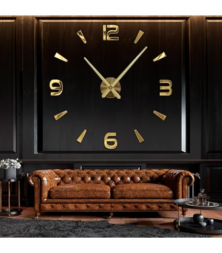 R&M ORIENT® 3D wandklok B-goud - grote moderne stille doe-het-zelf wandtattoo - klokken voor kantoor, woonkamer, slaapkamer, decoratief artikel - luxe decoratie geschenk - kwartsklok