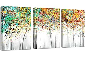 FajerminArt 3 panele nowoczesne oprawione płótno sztuka ścienna kolorowe kwiaty drzewa zdjęcia drukowane plakat obraz na płótnie dekoracje ścienne do sypialni salonu łazienki biura gotowe do