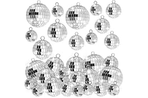 KALUOFAN Décor Boules Disco,25 Pcs Boules Miroirs,Mini Boules Disco,Petites Boules Disco,Boules Disco Décoratives à Accrocher sur l'arbre de Noël pour la Décor de Mariage,Fête à la Maison,Fête d'anniversaire