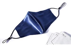 HABAC STUDIO - 100% Mulberry Silk Face Mask Face Masks Washable UK Reusable Face Mask, Black Mens Silk Mask Silk Face Covering for Women 4 Layers Pocket Filter 3x FREE PM 2.5 Filters (Navy)