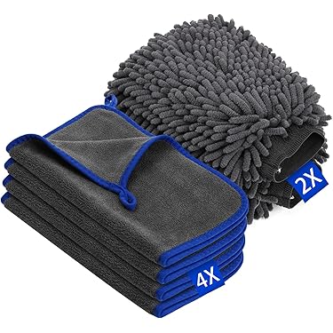 Auto Pflege Set - 5-teilig Mit Mikrofasertüchern & Handschuhen