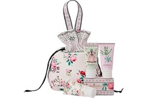 Cath Kidston Hand Cream, Body Cream and Wash 3x 30ml, Scented Soap 100g, Drawstring Bag For Travel Beauty Essentials, She Butter, Gift For Her, Cruelty and Vegan Friendly