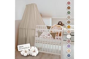 ‎LILIMAUS lilimaus Betthimmel Babybett in 12 Farben [inkl. Himmelstange] - Himmel Babybett aus 100% Baumwolle Musselin - Betthimmel Mädchen & Jungen - Himmelbett Vorhänge mit Stange - Kinder Babyzimmer Deko