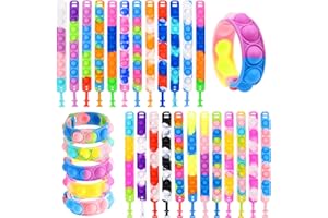 MXTIMWAN 24 Pièces Bracelet Pop It, Anti-Stress Fidget Bracelet Toy, Multicolore Bracelets Antistress En Silicone pour Enfants et Adultes Jouets Sensoriels