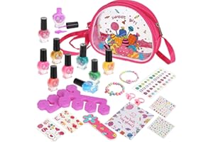 Gemeer Kit de Manicura para Niños, Juego de Esmalte de Uñas de Secado Rápido, Juguetes Niña Rainbow Candy Colors Pintauñas con limas de uñas de bonificación