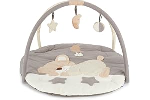 Kocyk do pełzania Bieco z łukiem do zabawy dla niemowląt, śpiący miś ∅ ok. 90 cm słodki mobilny kocyk do zabawy Centrum Aktywności Dziecka Mata do zabawy Gym Dywan do zabawy dla dziewczynki i chłopca Kocyk przygodowy dla dziewczynki i chłopca