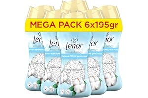 Lenor UNstoppables Perlas de Perfume para la Ropa, 96 Lavados (6 x 195g), Suavizante con Fragancia Frescor Algodon, Potenciador de Frescor