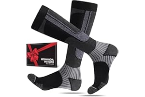 SukModen 2 Paar Skisocken aus Merinowolle für Herren Damen Jugendliche, Warme Merino Socken Thermosocken Dicke Wintersocken für Kaltes Wetter Skifahren Snowboarden, Atmungsaktiv Skistrümpfe 35-50