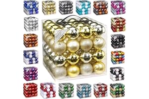 INGE-GLAS 64x Kunststoff Christbaumkugeln 6cm Kugel Box Glanz Glitzer Matt Dekor Inge Glas, Farbe:Gold