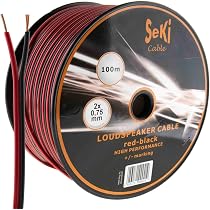 Câble Haut-parleur 50 M – 2x2,5 Mm² CCA – Rond Noir – Pour Enceintes Hi-fi, Home Cinéma – Facile à Installer