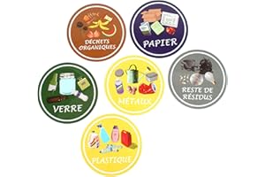 AZATEMGO 6 Recycling Stickers for outdoor, Anti-UV Waterproof - Φ9.8CM - Text in French