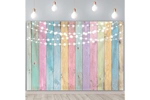 BINQOO 7x5ft Colorful Wood Easter Photography Backdrops for Girls Boys Kids Baby Portrait Baby Shower Wooden for Birthday Party Background