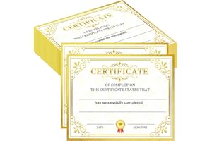 SMARSTICKER Gold Completion Award Card - 8 x 10 Inch Achievement Certificates (25 Pcs) for Graduation Diploma Achievements