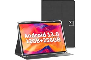 JJGJ 10 Zoll Tablet, Android 13 Tablet,12GB RAM+256GB ROM(TF 1TB), 8000mAh, 1280 x 800 IPS HD Bildschirm, 5G WiFi, BT5.0, GMS-Zertifizierung, 5MP+8MP Kamera, Typ-C/GPS/OTG (Schwarz)