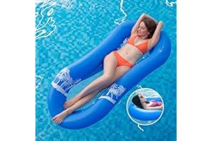 MIIDD Materac dmuchany, basen z siatką, hamak wodny dla dorosłych z siatką, materac dmuchany, hamak na wodę, leżak wodny, koło do pływania z siatką dla dorosłych i dzieci, 165 x 75 x 25 cm