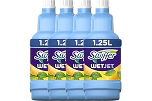 Swiffer WetJet Nettoyant Sol pour Balai Spray, Grand Format 5L (1.25L x4), Parfum Agrumes Frais, Solution Multi-Surfaces, Élimine la Saleté Sans Traces ni Résidus, Pour Tous Types de Sols