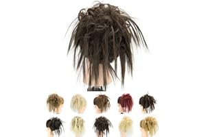 IMISSU 2 Pièces Chignon désordonné Piece Updo Faux Chouchous Extension Ondulés Bouclés Postiches Queue De Cheval Chignon Bandeau pour Femmes Filles (2PCS Brun clair)