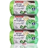 Profissimo Bra och billiga soppåsar med dragband, 60 liter (90 stycken), slitstark och vätskesäker, 3-pack (3 x 30 stycken)