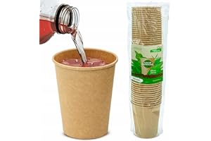 AllBags Papierbecher ® Kompostierbare Bio Einweg Becher I Einmalbecher Getränkebecher Wegwerfbecher mit PLA Beschichtung I Coffee to go Pappbecher braun ungebleicht 250 ml 10 oz (Kraft)