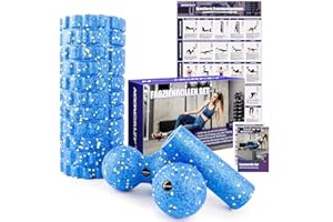 ‎NOONCRAZY Faszienrolle Set, Set mit 3D-Texturmassage Faszienrolle, Mini Faszienrolle, Faszienball und Duoball, Faszien Set zum Faszien Training von Muskeln, Bindegewebe und Stoffwechsel, mit Training Posters