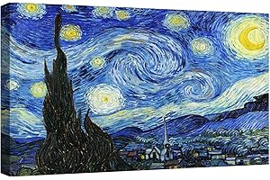 canvashop Quadri Moderni Soggiorno Van Gogh La Notte Stellata Cm 120X70 Quadro Stampa Su Tela Canvas