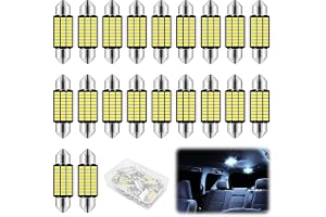 YYAQZD 20 st 36 mm LED-shuttle-glödlampor 12 V, 6 000 K, vitt ljus | 36 mm LED bil 12 V, C5 W LED-lampor, felfri canbus för taklampa, inomhusbil, husbil