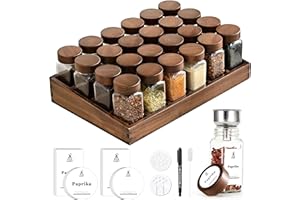 SAEIV Especiero Madera,(24 x 120 ml) Botes Especias, Elegante Organizador Cocina, Especiero Cajon, Organizador De Especias Cocina