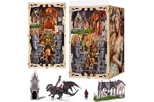MiniCity 3D Wooden Puzzle Bookend Bookshelf Insert Decor with LED Light (Sleeping Beauty）