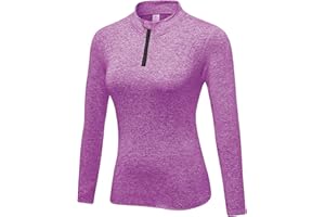 WOWENY Fleecepullover Damen 1/4 Zip Funktionsshirt Fleece warm Laufshirt Langarm mit Stehkragen, Atmungsaktive Langarmshirt Sportshirt Fitness Shirt Hoodies Outdoor Winter