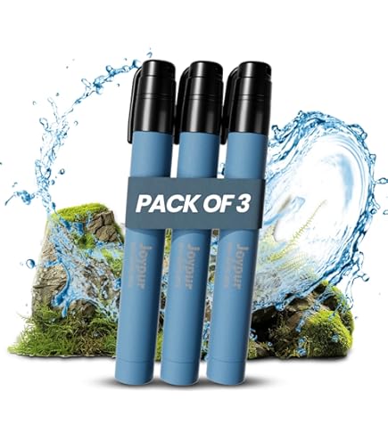 Waterfilter voor buiten, waterzuiveraar voor 1500 liter, karabijnhaak en verlengrietje, doodt 99,999% bacteriën en ziektekiemen