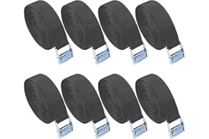 QIWUHAI 2m Tie-down Straps, 8 Pcs Short Ratchet Straps with Clamps, Adjustable Securing Straps with Buckles, Fastening Belts for Bike Racks/Car/Bicycle/Hand Truck/Motorcycle/Luggage (Grey)