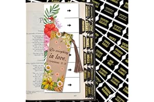 CUALFEC Bible Index Tabs New & Old Testament Tabs Matte Laminated Floral Design - 122 Pcs (Black- Gold Foil)
