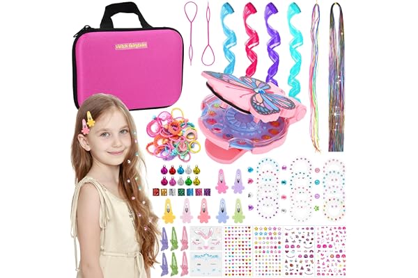 BBWELL Machine Strass Cheveux,Diamond Styler Kit avec 300 Gemmes Décoratives et Hair Tinsel,Glam Styling Tool,Machine à Strass pour Cadeau Fille 6 7 8 9 10 Ans,Cadeau Fille