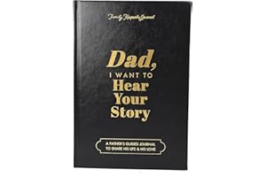 DXZZM Dad, I Want to Hear Your Story: Dad Journal,A Father’s Guided Journal To Share His Life & His Love, Black Gold Foil Lettering, Leather Wrapped Hardback, Portable Journal For Dad Birthday (Black)