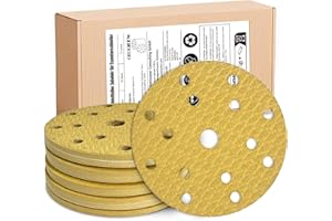 GEOGIEEW 50 Pz Dischi Abrasivi 150 mm Grana 40/80/120/180/320, Carta Vetrata per Levigatrice Orbitale con Ceramica Allumina - Legno/Metallo/Vernici, Base Lattice Antistrappo per Artigiani e Fai Da Te