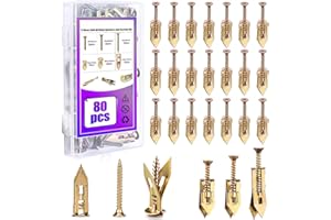 NNOUONN 80Pcs Self Drilling Drywall Anchors with Screws Kit, 3 Sizes Heavy Duty Dry Wall Anchor Screw Set, No Drill and Holes in Wall, Expansion Fixings for Plaster Board Wall Fixing (40 Anchors + 40 Screws)