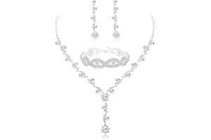 Adramata Rhinestone Conjunto de Joyas de Dama de Honor Collar y Pendientes para Damas Conjunto Cristal de Boda