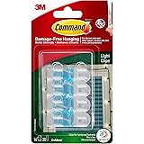 Command Outdoor Decorating Clips, Pack of 16 Mini Hooks and 20 Small Adhesive Strips, Transparent - Hanging Clips for Decorat