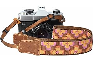 'Padwa Lifestyle Camera Strap - 1.5'' Cowhide Head Shoulder Neck Strap,Retro Jacquard Embroidery Multi-pattern camera straps'